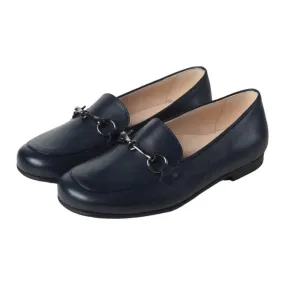 1399 - Navy Soft Leather Flat Loafer for Boy/Girl by London Kids