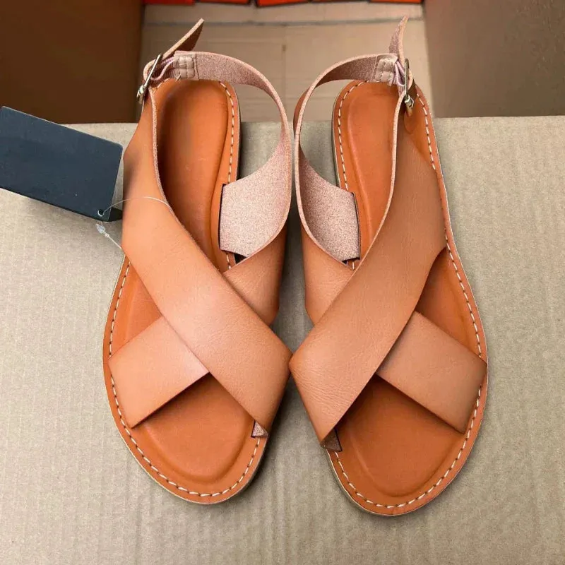 AMOZAE- - Fashionable Leather Sandals Summer Design for Women