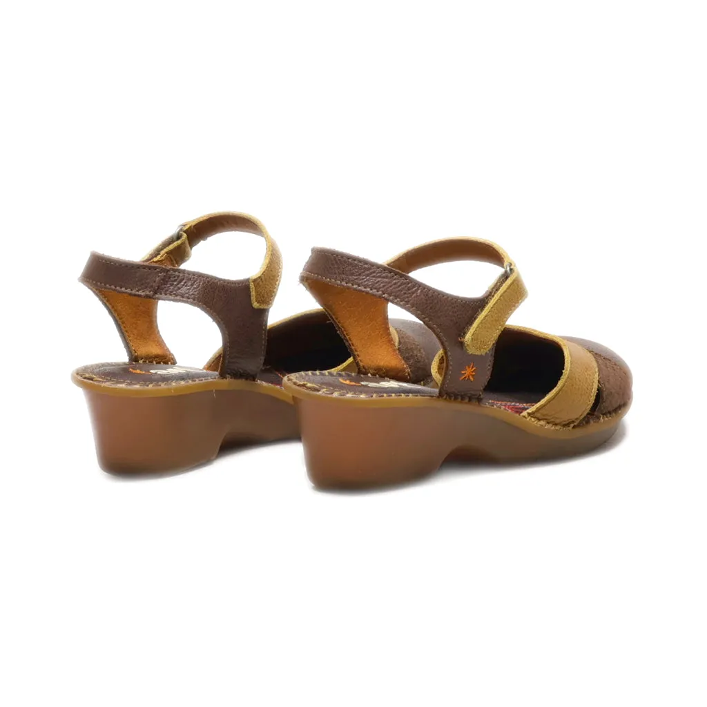 Art Wedge Sandals Leather Brown Colour For Women