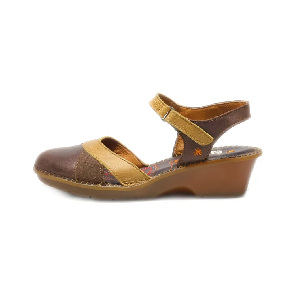 Art Wedge Sandals Leather Brown Colour For Women