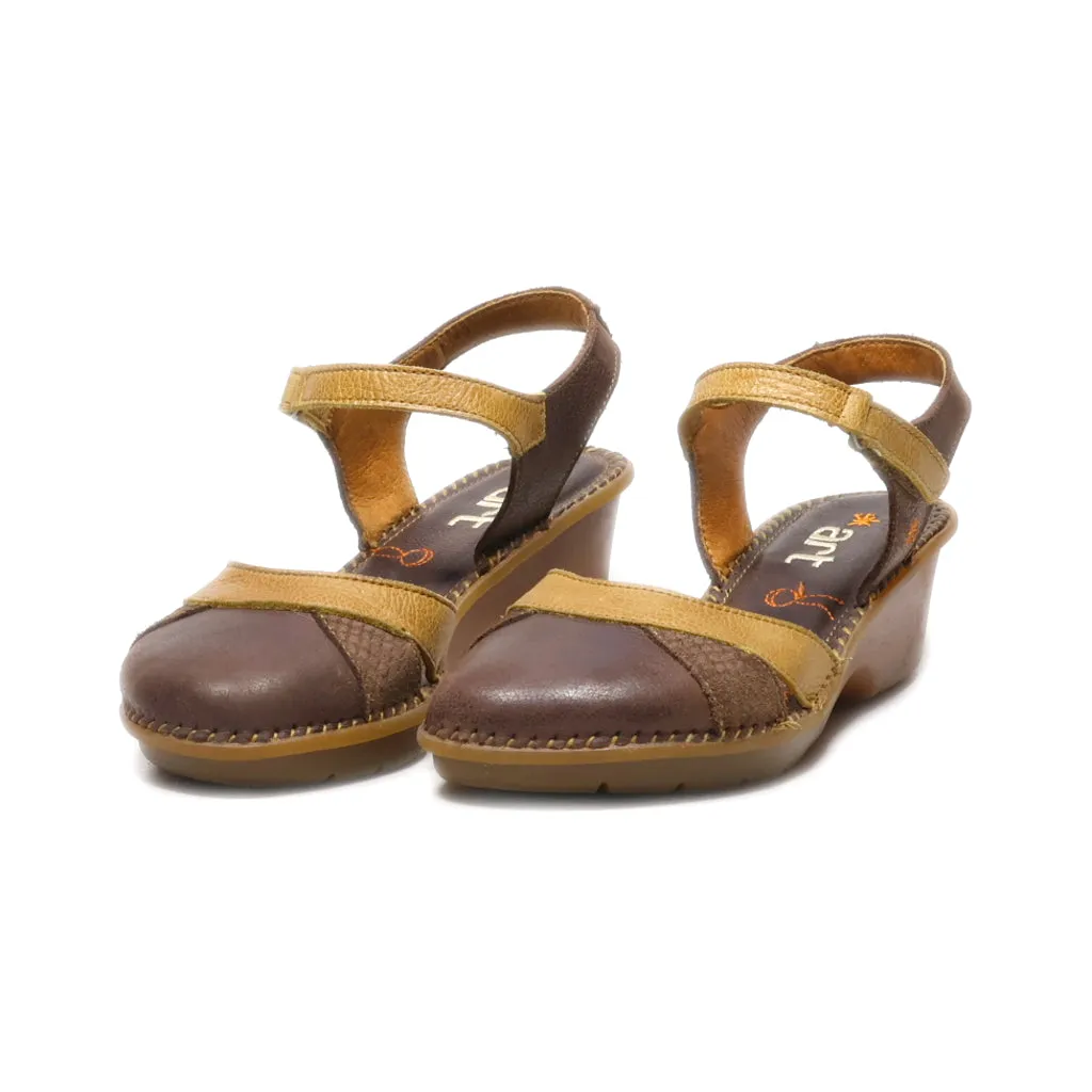 Art Wedge Sandals Leather Brown Colour For Women