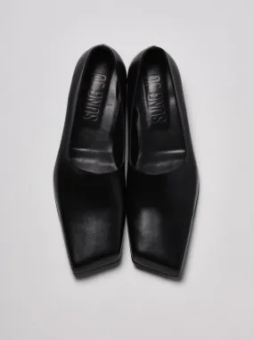 black slashed loafers