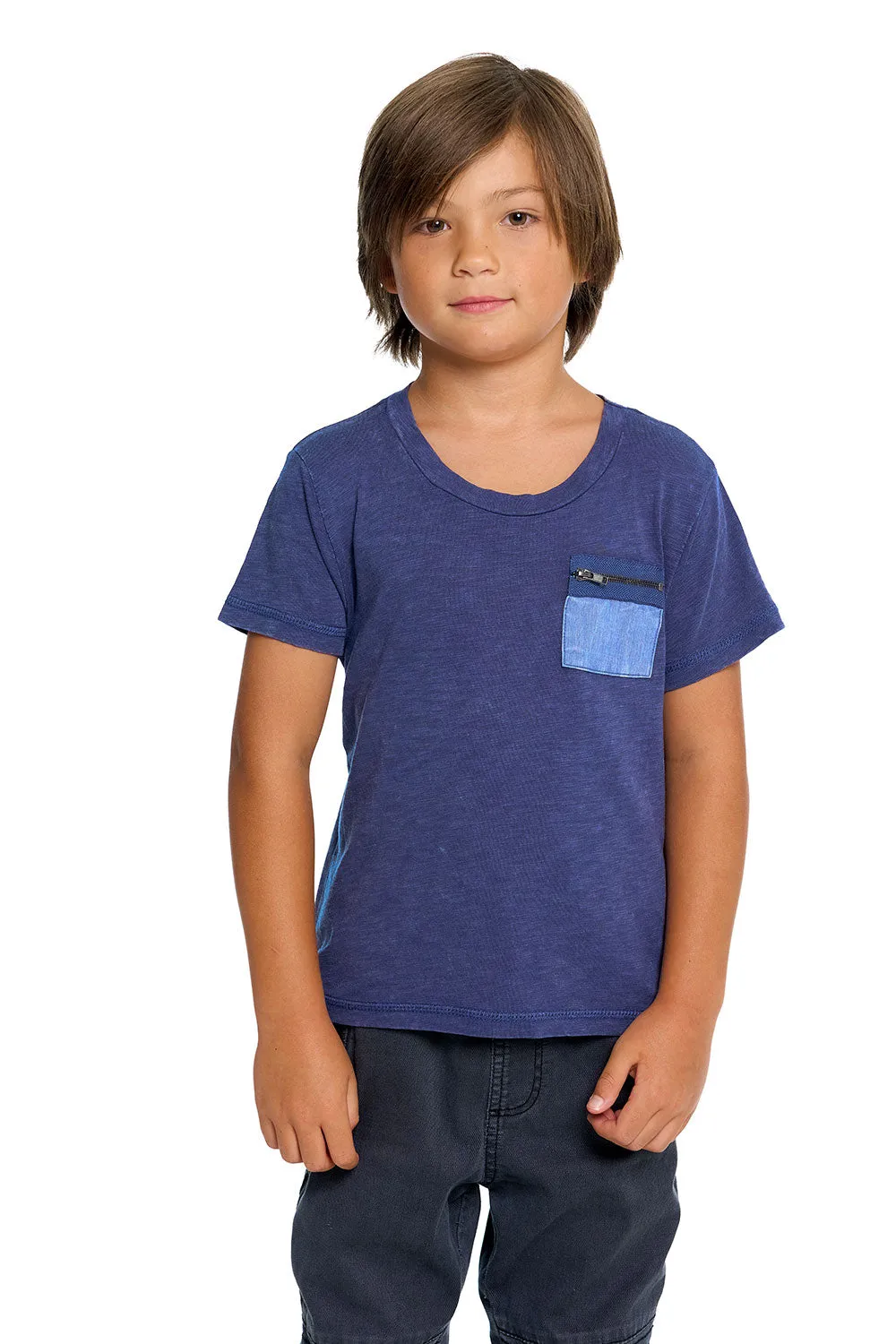 Boys Gauze Jersey Zip Pocket Short Sleeve Tee - DO NOT SELL