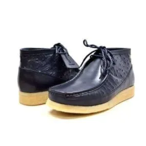 British Walkers Walker 100 Wallabee Boots Men's Navy Blue Ostrich Leather