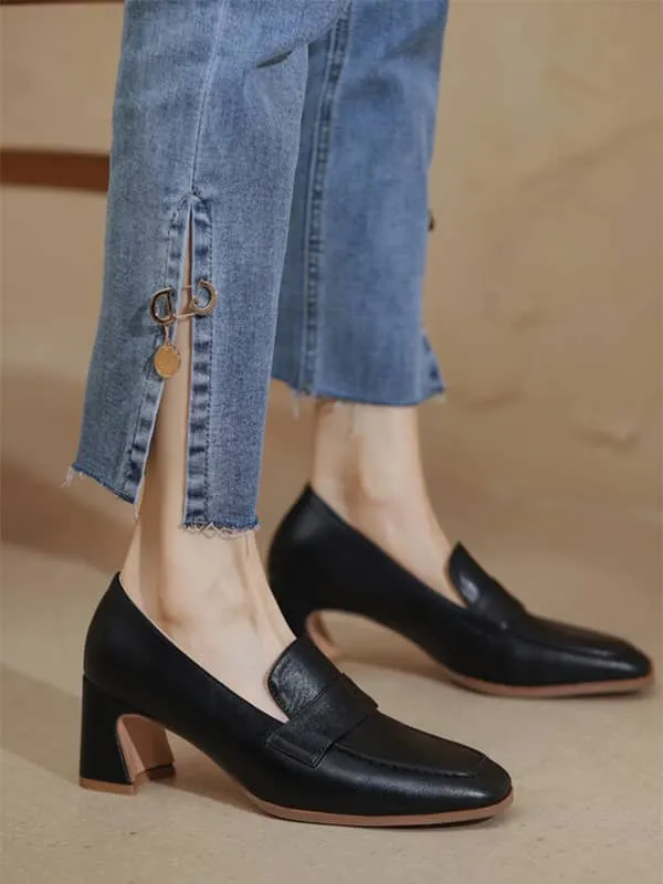 Casual Mary Jane Square Toe Block Heel