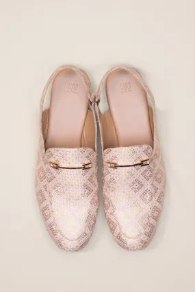 Gold Brocade Slingback Loafers