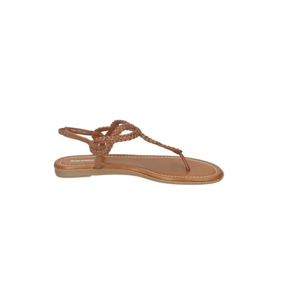 Graceland Slingback Flat Sandals Leather Brown Colour For Women