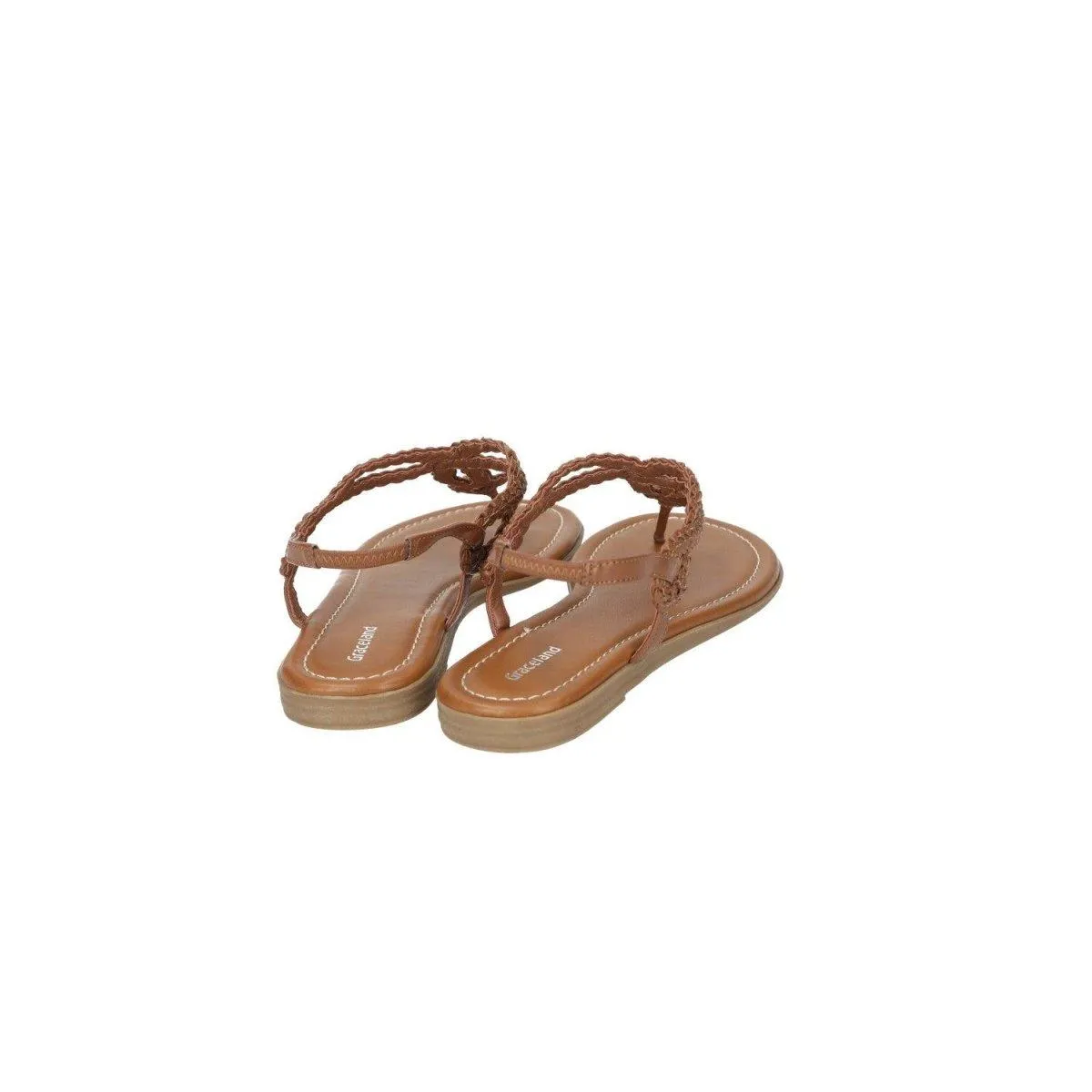 Graceland Slingback Flat Sandals Leather Brown Colour For Women