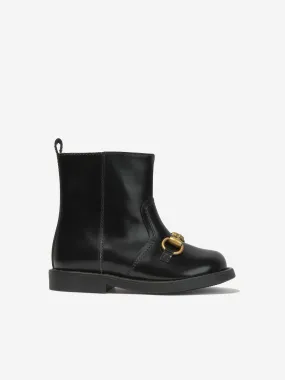 Gucci Girls Leather Horsebit Boots