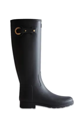 Hunter Refined Tall Buckle Wellington Boots, Black