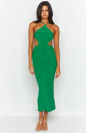 Nyla Green Cut Out Halter Midi Dress