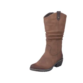 Rieker 93775-25 Ladies Brown Side Zip Mid-Calf Boots