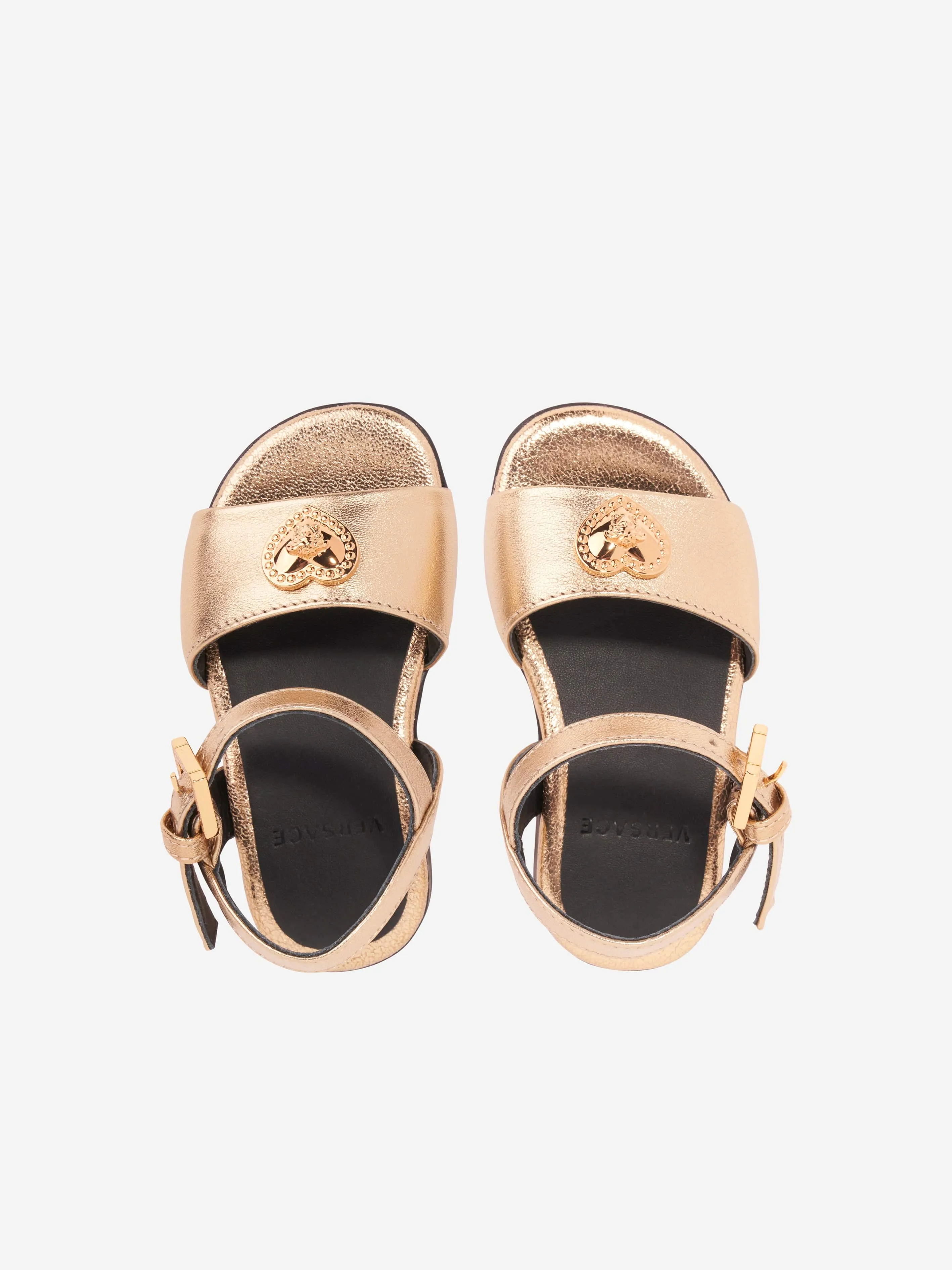 Versace Girls Heart Logo Sandals in Gold