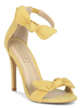 Yellow Bow Ankle Strap Stilettos