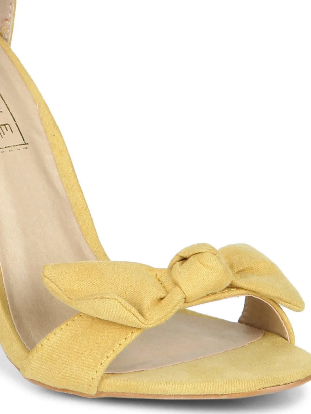 Yellow Bow Ankle Strap Stilettos